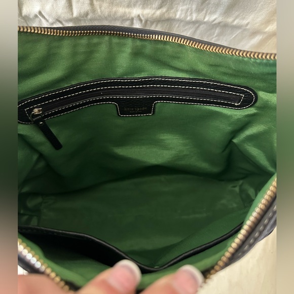 Kate Spade Black Pebble Leather Satchel Bag Shoulder Hobo Purse - Picture 7 of 9